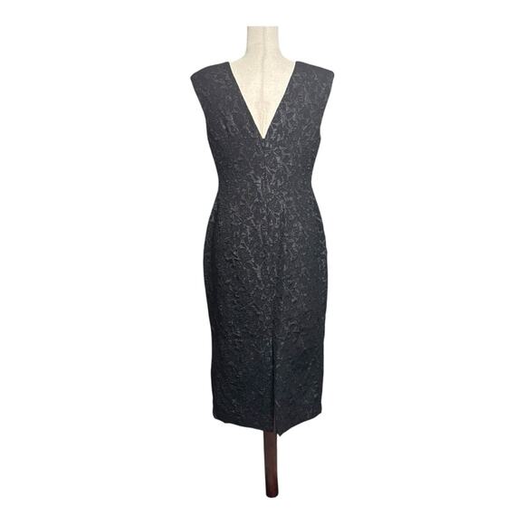 NWT Calvin Klein Textured Black Midi Dress Size 12 QQ0840 - Picture 2 of 10